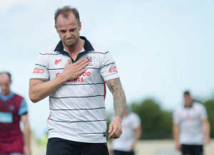 alan white at half time at Colwyn Bay