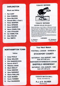 memory match prog back Darlo v Northampton 1980