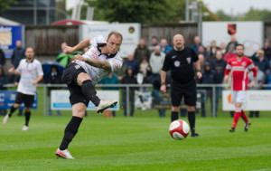 Alan White fires towards goal.