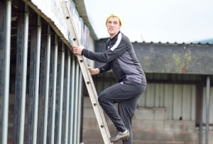 Gary Brown on a ladder