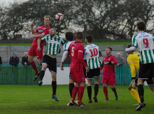 Gary heads towards goal against Blyth