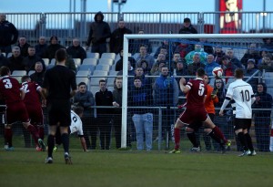Graeme Armstrong scores against Spennymoor in the play off semi final