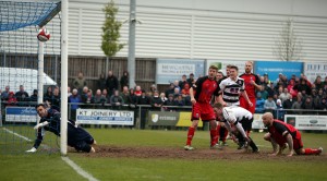 Nathan Cartman scores against Bamber Bridge in the play off final