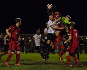 Buxton keeper Myles Wright punches away a corner under heavy pressure (1 of 1)