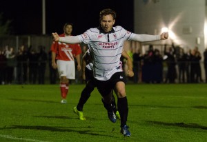 Nathan Cartman celebrates his goal