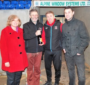 Martin Gray accepts Phil Turnbull's man of the match award from Neil Raper