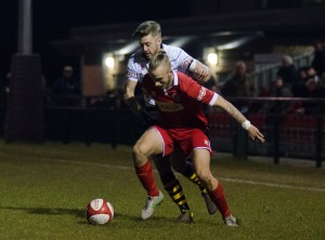 Lee Gaskell tussles for the ball with Stamfords Taron HARE (1 of 1)