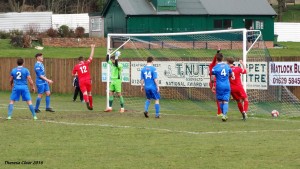 Stephen Thompson's free kick nestles in the back of the net