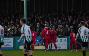 The Darlington players celebrate making it 1-0! (1 of 1)