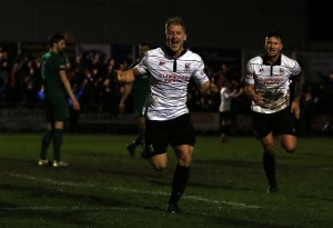 Tom Portas celebrates his winning goal for Darlington.