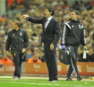 Middlesbrough's Manager Aitor Karanka shouts instructions to his team Photographer Dave Howarth/CameraSport Football - Capital One Cup Third Round - Liverpool v Middlesbrough - Tuesday 23rd September 2014 - Anfield - Liverpool   © CameraSport - 43 Linden Ave. Countesthorpe. Leicester. England. LE8 5PG - Tel: +44 (0) 116 277 4147 - admin@camerasport.com - www.camerasport.com