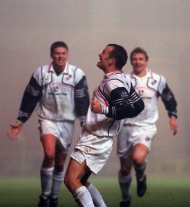 Mark barnard celebrates the winner v Burnley