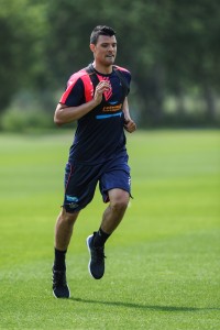 NEWCASTLE UPON TYNE, ENGLAND - JULY 1: Haris Vuckic runs during the Newcastle United Pre-Season Training session at The Newcastle United Training Centre on July 1, 2015, in Newcastle upon Tyne, England. (Photo by Serena Taylor/Newcastle United via Getty Images)