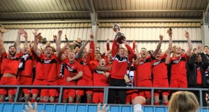 celebrations with trophy at Whitby