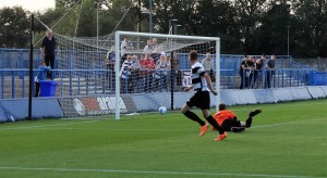 Liam Hardy scores the first goal at Curzon Ashton