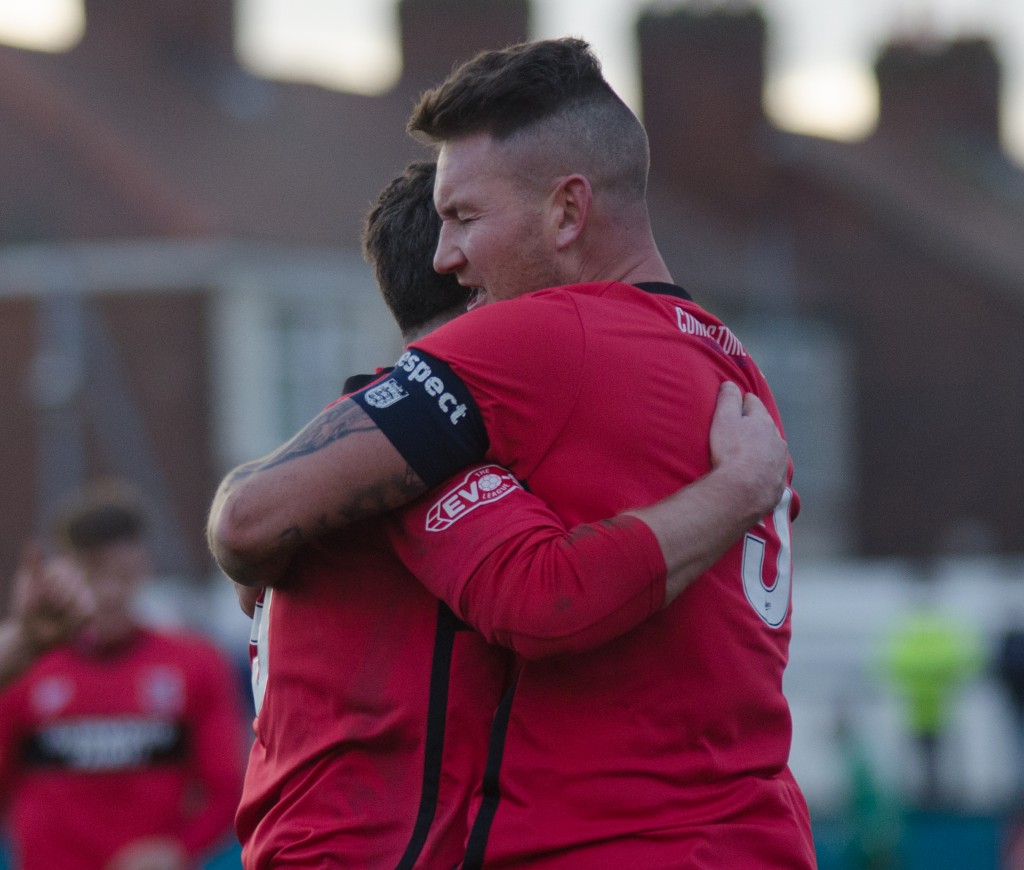 Kev celebrates after scoring the winner