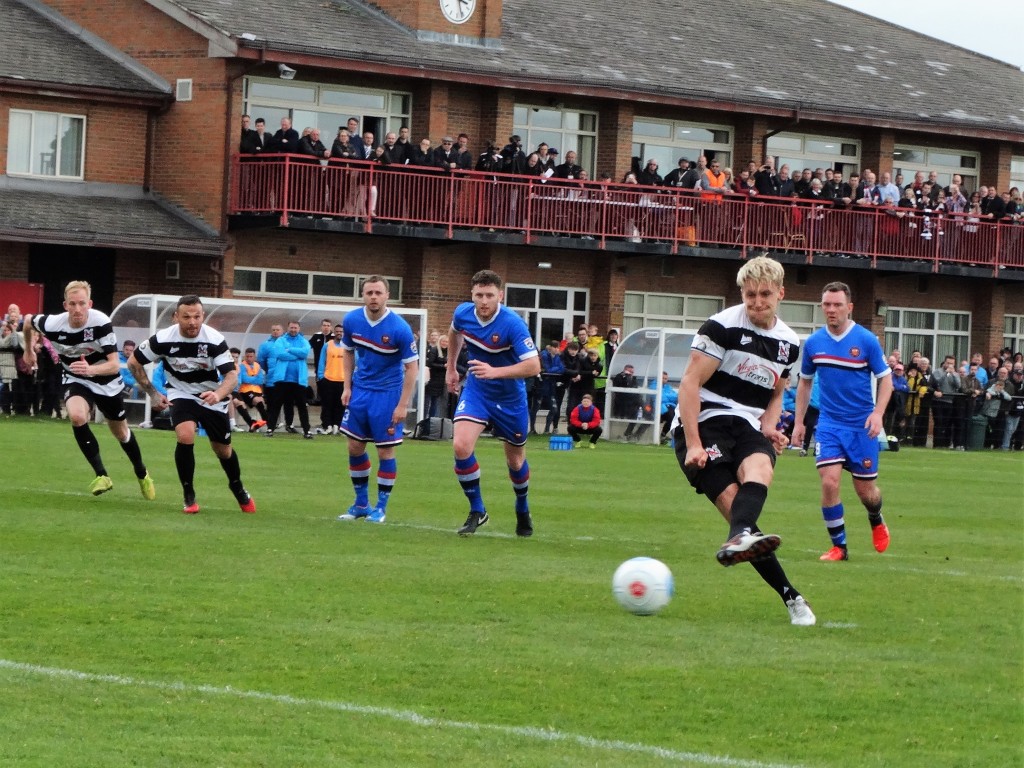 Terry Galbraith scores from the spot v FC united 1