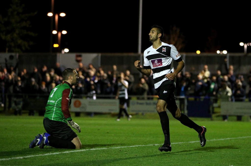 Evo Stik league match between Darlington 1883 and Ossett Albion at Heritage Park, Bishop Auckland.  Darlington celebrate after Amar Purewal  scores late in the first half.  Picture: CHRIS BOOTH