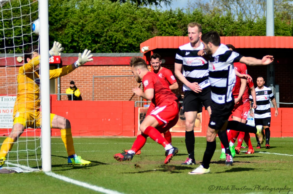 Josh Gillies scores at Alfreton