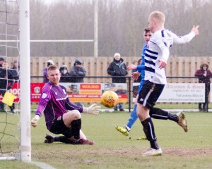 David Syers scores the first goal v North Ferriby