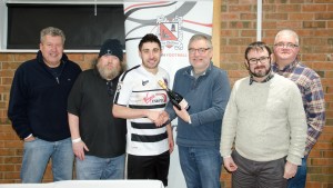 Josh Gillies receives his man of the match award from DAFTS
