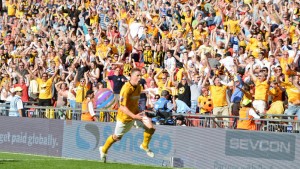 16th May Liam Hughes celebrating his goal v Gateshead