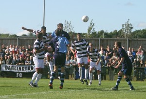 Arjun Purewal scores Quakers' first goal (pic by Les Hodge)