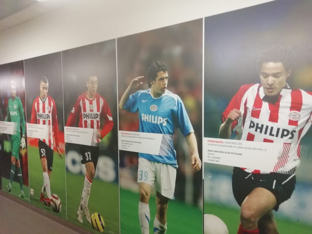 Images of famous PSV Eindhoven players adorn the corridors of De Herdgang