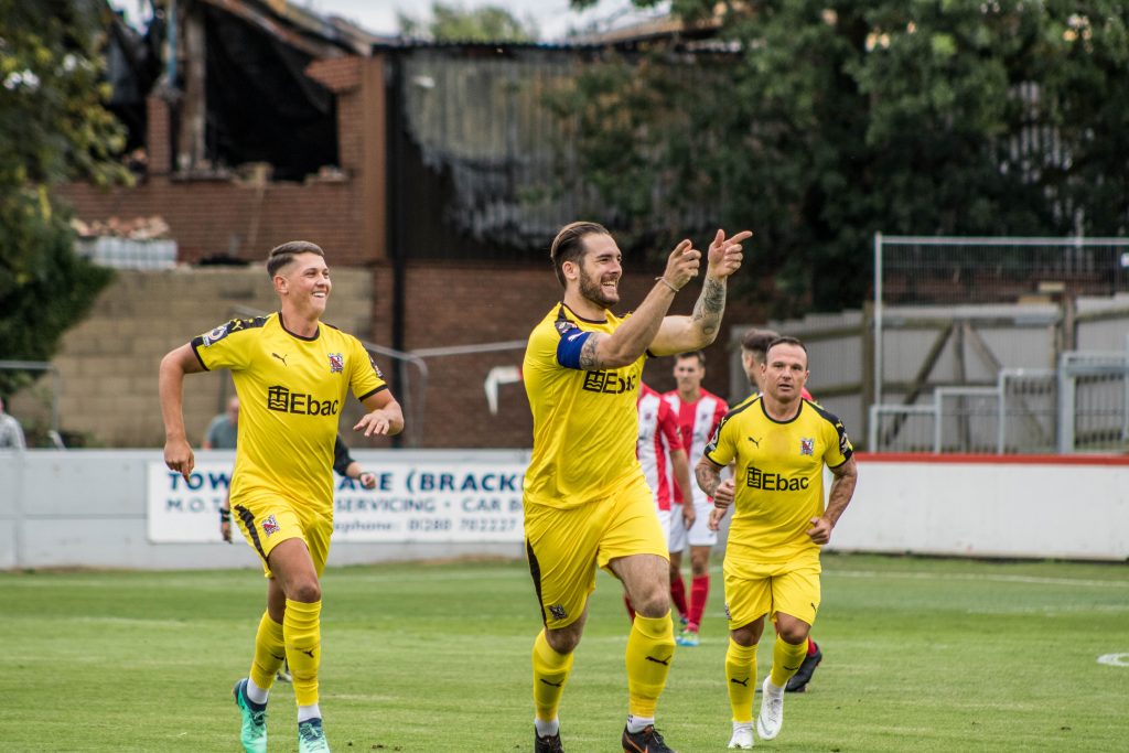 Reece Styche celebrates at Brackley