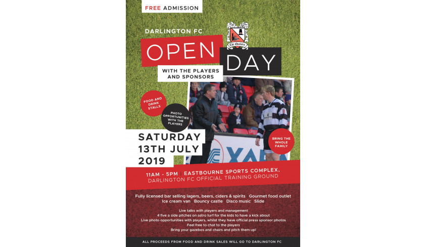 Bring the family to meet the manager and players at the Darlington FC Open Day!