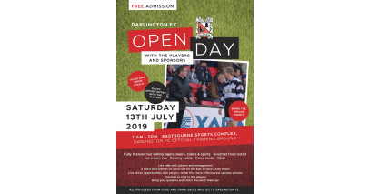 Bring the family to meet the manager and players at the Darlington FC Open Day!