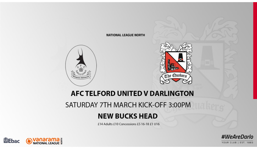 Ticket details for the Telford away match
