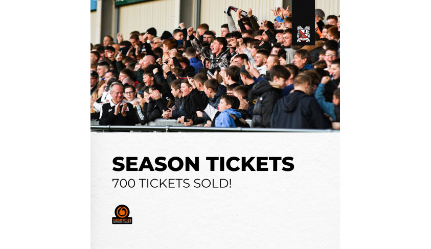 Season ticket sales pass 700 mark!