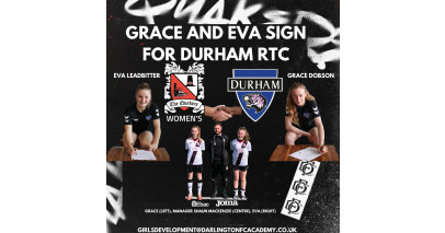 Grace and Eva sign for Durham