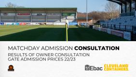 Matchday Admission Gate Prices season 2022/23