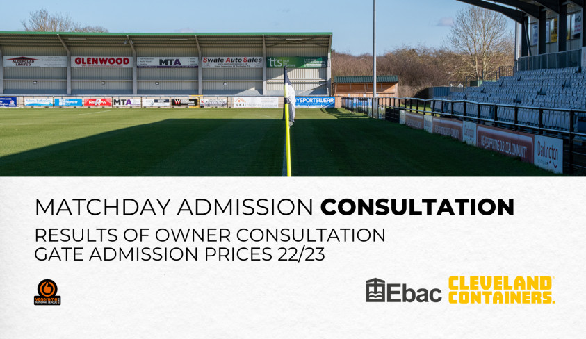 Matchday Admission Gate Prices season 2022/23