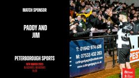 Thanks to our match sponsors: Paddy and Jim