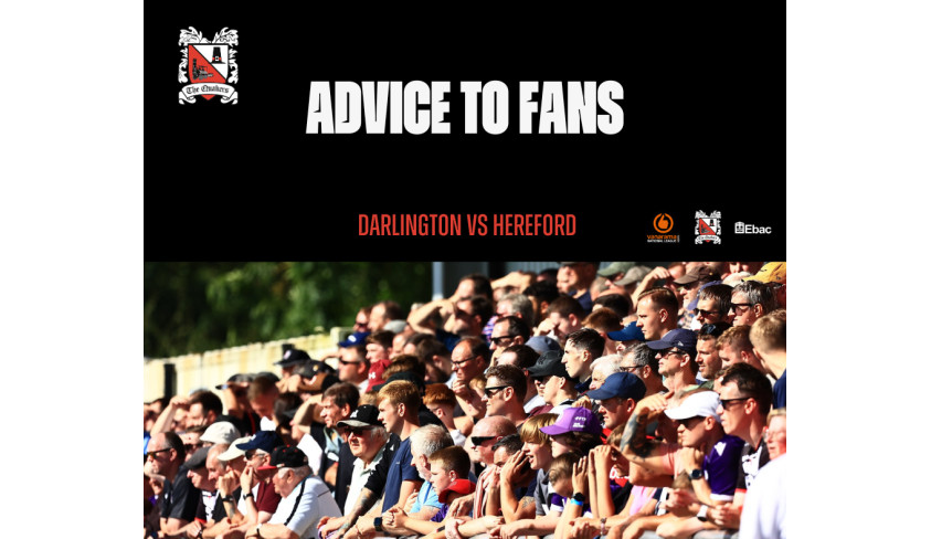 Darlington v Hereford: advice to fans