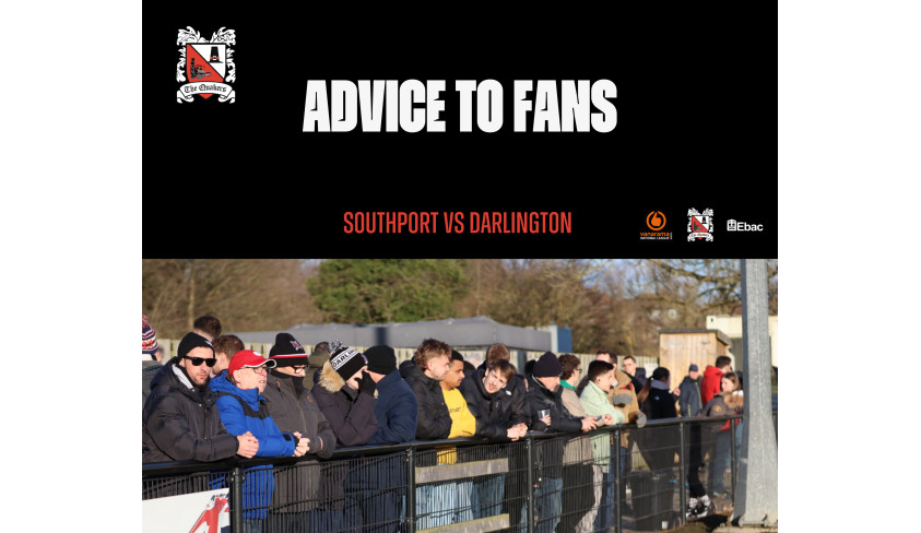 Southport v Darlington: Advice to fans