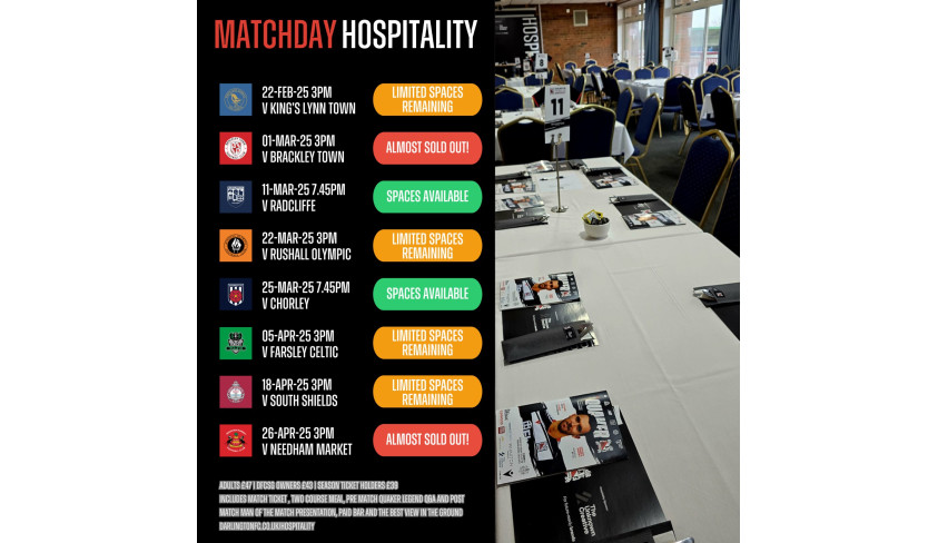 Experience Darlington FC Hospitality