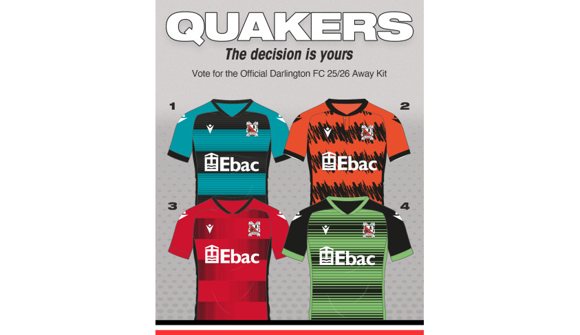 Vote for the Darlington FC away kit for season 2025-26!