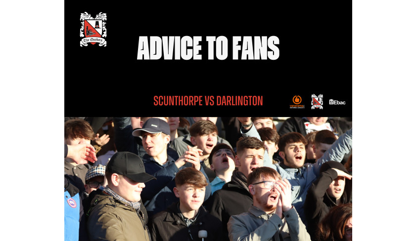 Scunthorpe v Darlington: Advice to fans